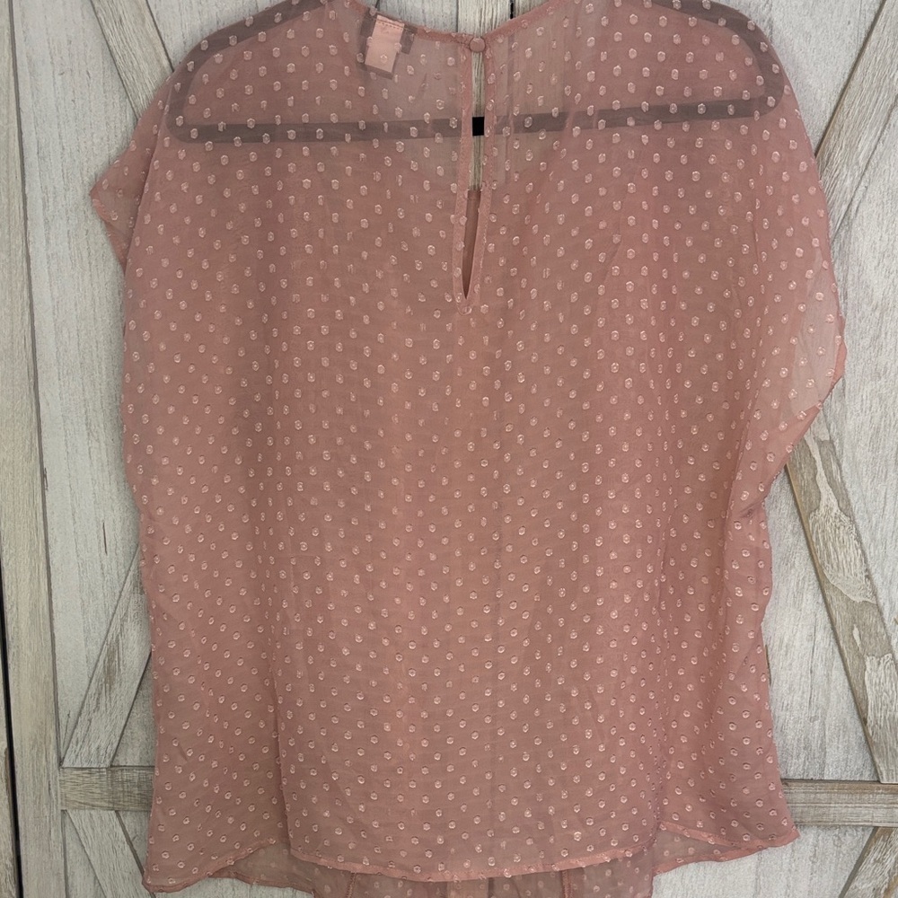 Torrid Blush Ruffled Sheer Dot Blouse Size Large 0 - Picture 5 of 9